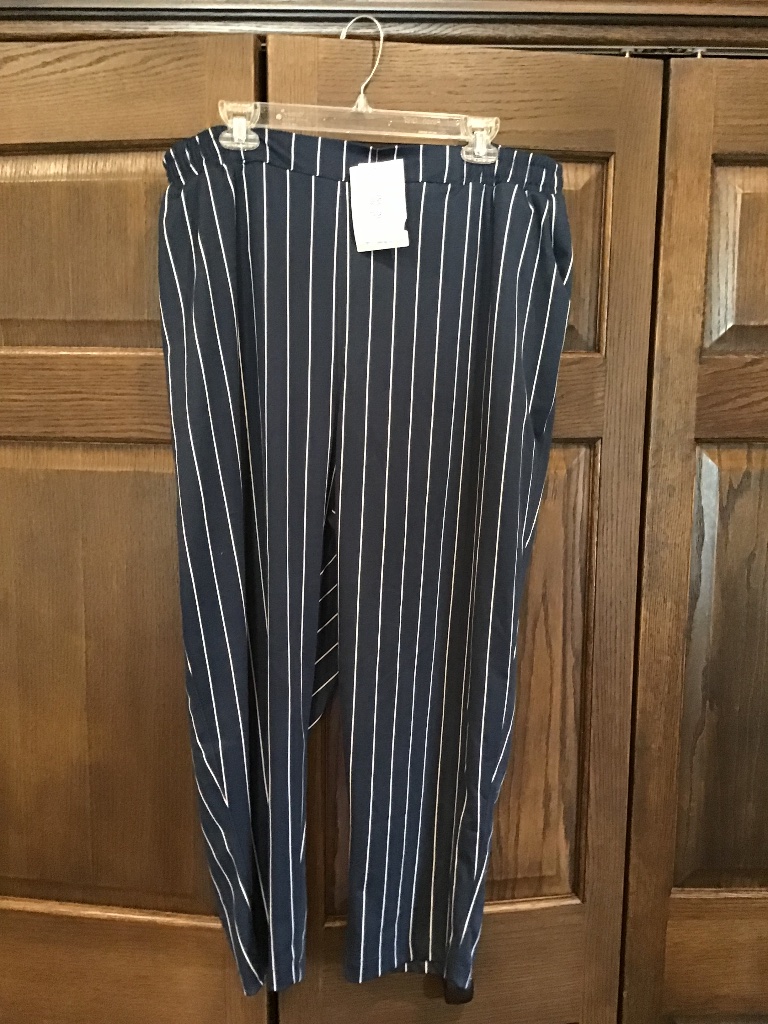 Lularoe 2xl Lena Pant. Nwt Navy Blue & White Pinstripe.